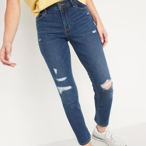 Old Navy Power Slim Straight Mid-Rise Distressed Short Women 16 Jeans